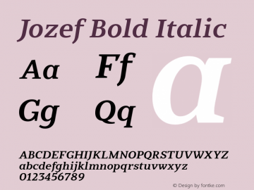 Jozef-BoldItalic Version 1.200 Font Sample