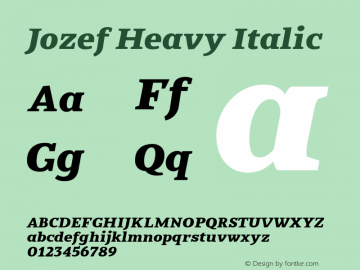 Jozef-HeavyItalic Version 1.200 Font Sample