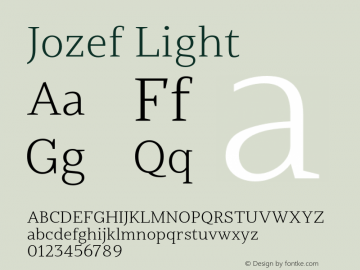 Jozef-Light Version 1.200 Font Sample