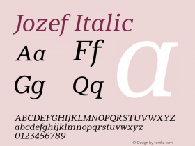 Jozef-Italic Version 1.200 Font Sample