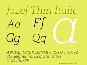 Jozef-ThinItalic Version 1.200图片样张