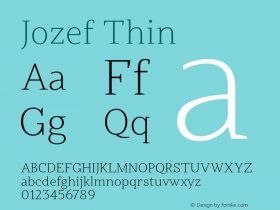 Jozef-Thin Version 1.200 Font Sample