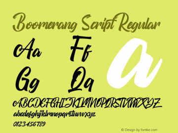Boomerang Script Version 1.000 Font Sample