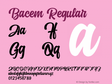 Bacem Version 1.00;December 1, 2018;FontCreator 11.5.0.2421 64-bit Font Sample