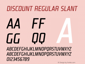 Discount Regular Slant Version 1.000;PS 001.000;hotconv 1.0.88;makeotf.lib2.5.64775 Font Sample