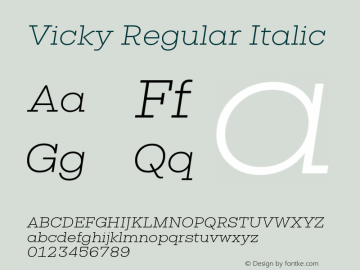 Vicky-RegularItalic Version 1.000 | wf-rip DC20190410图片样张