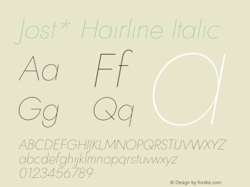 Jost* Hairline Italic Version 3.400图片样张