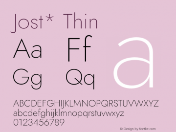 Jost* Thin Version 3.400 Font Sample