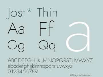 Jost* Thin Version 3.400 Font Sample
