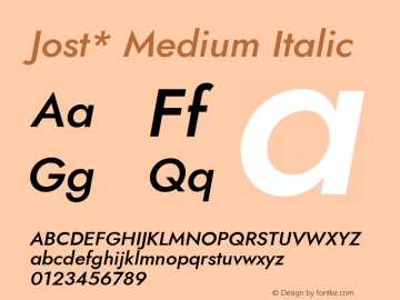 Jost* Medium Italic Version 3.400图片样张