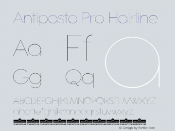 Antipasto Pro Hairline Version 1.000 Font Sample