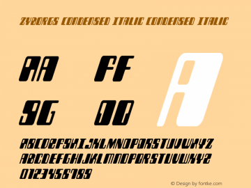 Zyborgs Condensed Italic Version 3.1; 2019 Font Sample