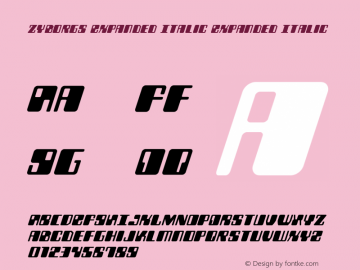 Zyborgs Expanded Italic Version 3.1; 2019 Font Sample