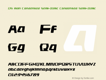 DS man Condensed Semi-Italic Version 2.1; 2015 Font Sample