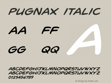 PUGNAX-Italic Version 001.001 Font Sample