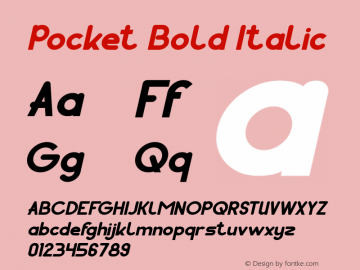 Pocket Bold Italic Version 1.00;May 6, 2019;FontCreator 11.5.0.2430 64-bit Font Sample