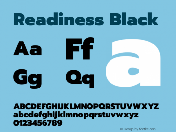 Readiness Black Version 1.00;August 1, 2019;FontCreator 11.5.0.2425 64-bit Font Sample