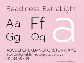 Readiness ExtraLight Version 1.00;August 1, 2019;FontCreator 11.5.0.2425 64-bit图片样张