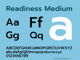 Readiness Medium Version 1.00;August 1, 2019;FontCreator 11.5.0.2425 64-bit图片样张