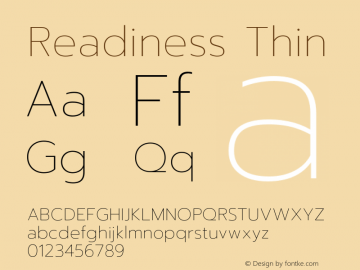 Readiness Thin Version 1.00;August 1, 2019;FontCreator 11.5.0.2425 64-bit Font Sample