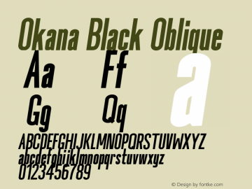Okana Black Oblique Version 1.000 Font Sample