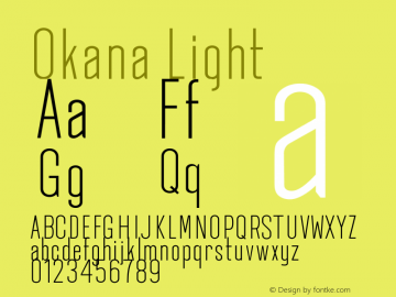 Okana Light Version 1.000 Font Sample