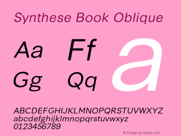 Synthese-BookOblique Version 1.002;PS 1.2;hotconv 1.0.70;makeotf.lib2.5.58329 Font Sample