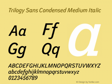 TrilogySansCondensed-MediumIt Version 1.2图片样张