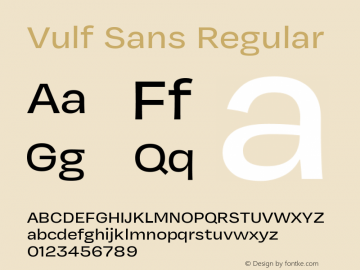 Vulf Sans Version 1.200;PS 1.000;hotconv 16.6.54;makeotf.lib2.5.65590 Font Sample