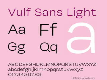 Vulf Sans Light Version 1.200;PS 1.000;hotconv 16.6.54;makeotf.lib2.5.65590 Font Sample