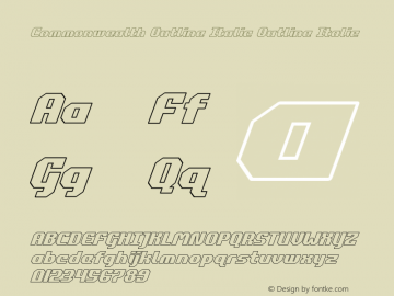 Commonwealth Outline Italic Version 3.1; 2018 Font Sample