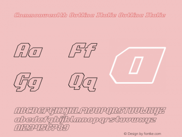 Commonwealth Outline Italic Version 3.1; 2018 Font Sample