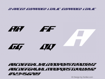 X-Racer Expanded Italic 001.100 Font Sample