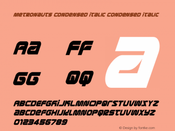 Metronauts Condensed Italic Version 1.1; 2013 Font Sample