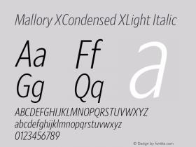 Mallory XCond XLight Italic Version 2.000;PS 2.000;hotconv 16.6.51;makeotf.lib2.5.65220图片样张