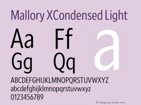 Mallory XCond Light Version 2.000;PS 2.000;hotconv 16.6.51;makeotf.lib2.5.65220图片样张