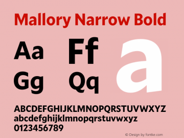 Mallory Nrrw Bold Version 2.000;PS 2.000;hotconv 16.6.51;makeotf.lib2.5.65220图片样张