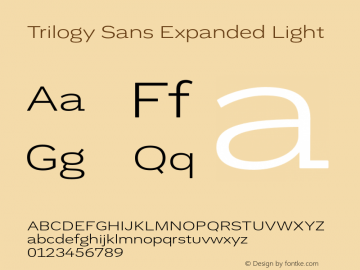 TrilogySansExpanded-Light Version 1.2 Font Sample