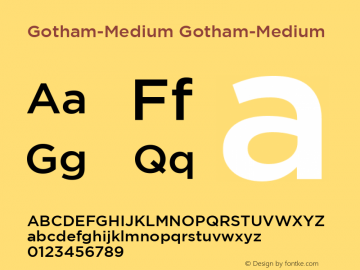 Gotham-Medium Version 1.00 Font Sample