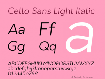 Cello Sans Light Italic 1.0; ttfautohint (v1.6)图片样张
