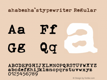 ahabesha'stypewriter Version 001.000 Font Sample
