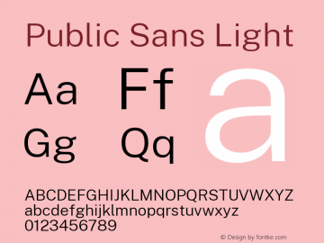 Public Sans Light Version 1.007; ttfautohint (v1.8.1) -l 8 -r 50 -G 200 -x 14 -D latn -f none -a qsq -X 