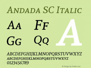 Andada SC Italic Version 1.003 Font Sample