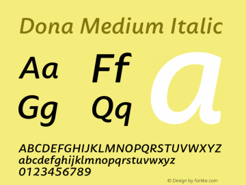 DonaMediumItalic Version 1.000图片样张