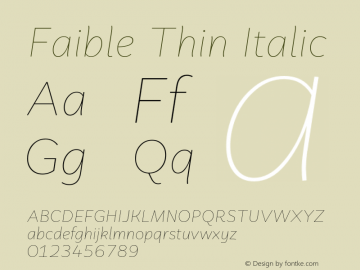 FaibleThinItalic Version 1.000;hotconv 1.0.109;makeotfexe 2.5.65596;YWFTv17 Font Sample