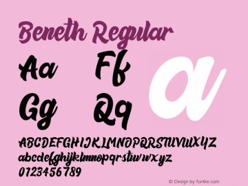Beneth Version 1.000 Font Sample