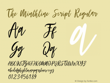 TheMinthlineScript Version 2.000 Font Sample