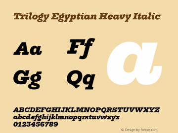 TrilogyEgyptian-HeavyItalic Version 1.001 Font Sample