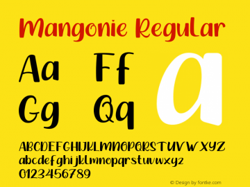 Mangonie Version 1.00;August 9, 2019 Font Sample