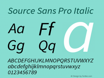 Source Sans Pro Italic Version 1.050;PS 1.000;hotconv 1.0.70;makeotf.lib2.5.5900图片样张